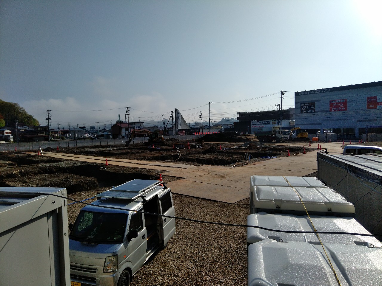 岐阜県高山市　店舗新築工事　土工事・基礎堀方施工状況